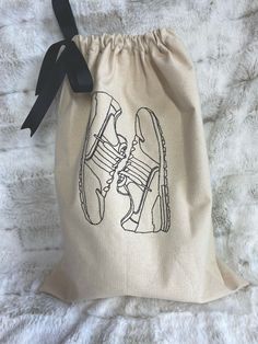 NEW NICE Strong Cotton Canvas Drawstring X-large Shoe Dust Bag embroidery travel #Unbranded