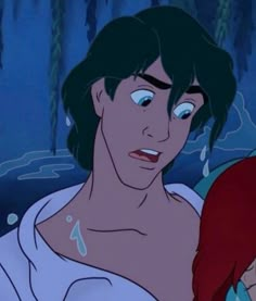 male and female disney characters in the water