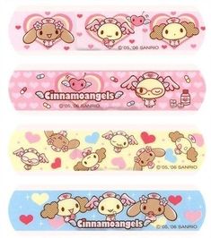 four stickers with animals and hearts on them