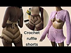 the crochet ruffle shorts are designed for women