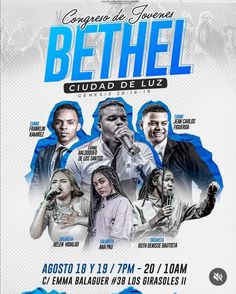 a flyer for a concert featuring the band bethel and other people, including one man in