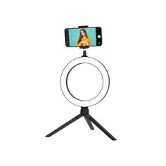 a cell phone sitting on top of a tripod with a camera attached to it