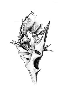 a black and white drawing of a bat