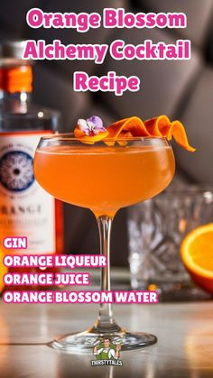 "Discover the enchanting Orange Blossom Alchemy Cocktail Recipe! This refreshing floral cocktail combines the delicate essence of citrus blossoms with gin, creating an elegant orange blossom drink perfect for spring. Enjoy this easy orange blossom drink at your next gathering or as a delightful treat for yourself. With its vibrant flavors, this orange blossom cocktail is sure to impress. Try this orange cocktail recipe and elevate your mixology skills with this stunning citrus blossom drink! Cheers to the perfect orange blossom gin cocktail!"