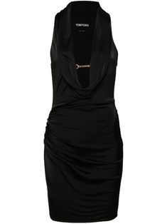 black stretch-design draped detailing chain-link detailing cowl neck sleeveless racerback full lining straight hem concealed side zip fastening Black Cowl Neck Dress, Tom Ford Dress, Cowl Neck Dress, Purple Mini Dresses, City Dress, Mini Dress Black, Mini Cocktail Dress, Turtle Neck Dress, Summer Beach Wear