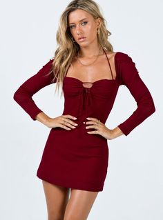 Stassie Mini Dress Burgundy Maroon Mini Dress, Burgundy Mini Dress, Vegas Dresses, Clubbing Outfits, Valentines Day Dresses, Dress Slim, New Years Eve Dresses, Polly Dress, Backless Prom Dresses