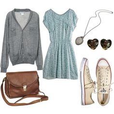 For a casual outfit pair sneakers (or ballerinas) with a dress and cover with loose cardigan! Dress With Converse, Beauty Clothes, Fall Winter Outfits, Types Of Fashion Styles, Teen Fashion, Minimalist Fashion, Pretty Outfits, Style Me, What To Wear