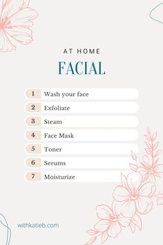 Pamper Routine, At Home Facial, Facial Care Routine, Facial At Home, Home Facial, Facial Routine Skincare, Diy Spa Day, Facial Routines, Skin Care Routine Order