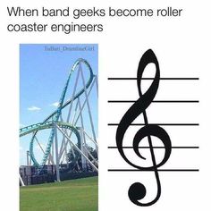 an image of a roller coaster with music notes on the front and bottom half of it