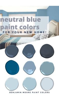 the color scheme for neutral blue paint colors is shown in shades of blue, gray and white