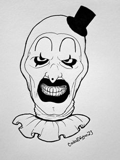 Drawings Of Horror Movie Characters, Halloween Movies Drawings, How To Draw Art The Clown, Horror Movie Characters Drawing Outline, Creepy Clown Drawing Easy, The Joker Drawing Easy, Art The Clown Drawing Easy, Scary Characters Drawing, Art The Clown Drawing Sketch