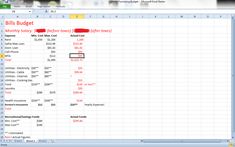 a screenshot of a spreadsheet with the text'bills budget'highlighted