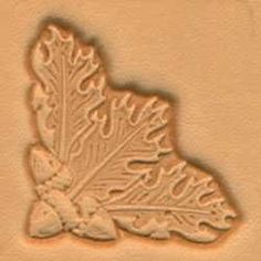 a carved leaf is shown in white on a beige background