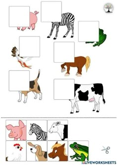 an animal matching game for children to learn how to find the correct animals in each picture