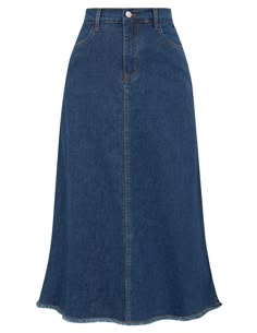 PRICES MAY VARY. High Quality Fabric - This long denim jean skirt made of lightweight fabric, breathable and not see through, not easy to deform, and keep elastic. Lightweight Jean Skirt - The calssic denim jean skirts feature with high waist design, elastic back waistline, flare aline skirt, frayed raw hem design, maxi long skirt, two side versatile pockets. Elastic High Waist Skirts - Blue jean skirt for women with your favorite t-shirts for a casual chic vibe. Pair with blouses and blazers fo Denim Skirts Long, Maxi Skirt With Boots, Vintage 40s Fashion, Country Skirts, Women’s Jeans, Cute Long Skirts, Long Skirt Ideas, Jean Long Skirt, Diy Jean Skirt