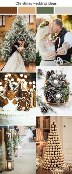 a collage of photos showing different types of christmas decorations and wedding cake toppers