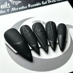 Welcome to LD Nails! 🖤 One set of 10 REUSABLE Press On Nails 🖤 🖤 Made to order in your shape & size 🖤 Black Widow: Matte black on Matte Black Rose & Spiderweb Vampy Halloween press on nails. ‼️ These nails need to be matte, they cannot be ordered in a glossy finish 👉 Please leave your custom sizing (if applicable) in the personalization box! Purchase INCLUDES an application kit! It consists of: 🖤 detailed application & removal instructions 🖤 a sealed and sanitary mani kit (100/180 file, buffer block, cuticle pusher) 🖤 2 alcohol pads 🖤 nail tabs or glue (glue is standard, request tabs in the personalization box if you prefer them!) *Only one kit is sent per order. Extra kits and kit contents can be picked up in the “Extras” section! Est. 2020: LD Nails specializes in custom Gothic, Matte Press On Nails, Minimal Goth Nails, Matte Halloween Nail Designs, Simple Gothic Nails, Goth Nail Art, Vampy Nails, Gothic Nail Art, Black Stiletto Nails, Alcohol Pads