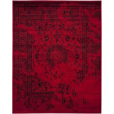 a red rug with an ornate design on the middle and bottom, is shown in front of a white background