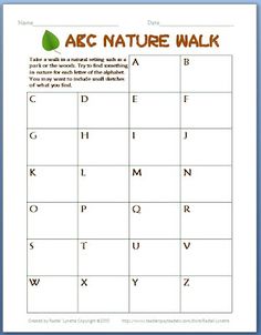 the abc nature walk activity sheet