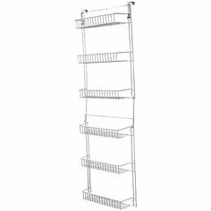 a wire shelf with four shelves on each side