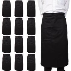 a chef's apron with eight different styles of black skirts