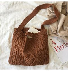 Cotton Knitted Sweater Bag, Fashion Casual Shoulder Bag, Handmade Gift – Elena Handbags Casual Cotton Shoulder Bag For Fall, Casual Fall Canvas Shoulder Bag, Casual Winter Satchel Shoulder Bag, Casual Shoulder Bag For Everyday Winter Use, Casual Winter Shoulder Bag For Everyday Use, Brown Cotton Bags For Fall, Casual Winter Hobo Bag For Everyday Use, Casual Rectangular Shoulder Bag For Fall, Casual Winter Hobo Bag