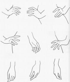 four different hands are shown in this drawing