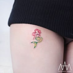 Little Mermaid Tattoo, Korean Tattoo Artist, Korean Tattoos, Disney Tattoo, Delicate Tattoo, Mermaid Tattoo, Mermaid Tattoos, Thigh Tattoos Women, E Tattoo