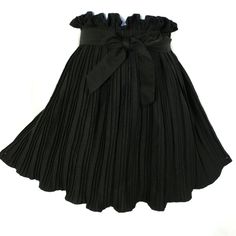 Haute Monde Slick Black Accordion Pleated A-Line Paper Bag Skirt Very Pretty Accordion Pleated Skirt. The Fabric And Style Makes It Billowy And Roomy With Some Stretch For Comfort. It Has A Decorative Tie At The Waist. Perfect Staple Addition To Your Closet. Can Be Styled As Professional Attire, And Be Worn Out On A Date. Fabric: 100% Polyester Accents:Tie Waist And Accordion Pleats Color: Black Closure: Slip On Chic Black Solid Color Mini Skirt, Chic Short Skirt In Solid Color, Elegant Short Pleated Skirt For Party, Trendy Black Pleated Skirt For Summer, Trendy Black Pleated Summer Skirt, Elegant Short Pleated Party Skirt, Chic Solid Color Mini Skirt, Chic Short Solid Color Skirt, Chic Short Length Solid Color Skirt