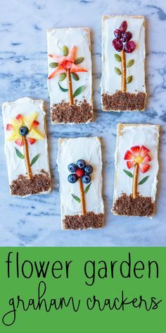 four flower garden graham crackers with white frosting