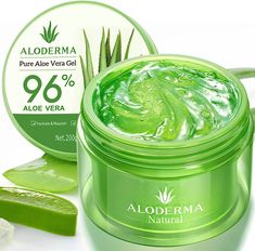 Amazon.com : Aloderma Organic Pure Aloe Vera Gel Made with 96% USDA Organic Aloe Vera within 12 Hours of Harvest - Aloe Vera Moisturizer for Face, Scalp, Hair - Aloe Vera Gel for Skin and Sunburn Relief - 7oz : Beauty & Personal Care Aloe Vera For Sunburn, Aloe On Face