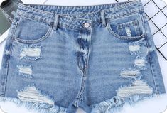 Summer Ripped Medium Wash Jean Shorts, Summer Distressed Jean Shorts, Summer Distressed Mid-rise Jean Shorts, Distressed Mid-rise Jean Shorts For Summer, Summer Ripped Cutoff Jean Shorts, Mid-rise Distressed Jean Shorts For Summer, Distressed Short Jeans For Summer, Distressed Jean Shorts For Summer, Summer Ripped High-waisted Jean Shorts