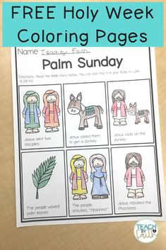 a printable coloring page for the palm sunday with pictures of people in different outfits