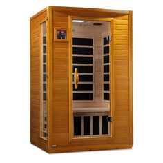 an image of a sauna with the door open