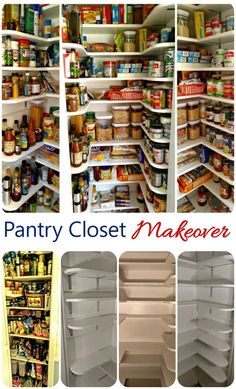 the pantry closet is filled with lots of food