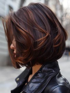 Trendy Bob Haircuts with Highlights: Short, Medium, Long, and More Bob Haircuts With Highlights, Haircuts With Highlights, Trendy Bob Haircuts, Medium Brunette Hair, Pixie Bobs, Trend Nails, Trendy Bob, Highlight Ideas, Chic Bob