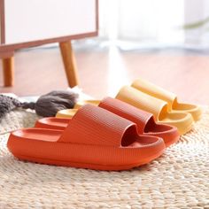 Comfortable Non-slip Foam Flip Flops, Comfortable Non-slip Sandals, Comfortable Orange Slides With Round Toe, Comfortable Orange Round Toe Slides, Comfortable Non-slip Foam Sandals, Comfortable Platform Slippers With Arch Support And Round Toe, Comfortable Platform Slippers With Cushioned Footbed, Comfortable Platform Slide Slippers With Arch Support, Comfortable Non-slip Slides