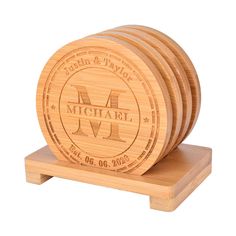 PRICES MAY VARY. HIGH QUAILITY - Made from 100% high quality natural bamboo, its durable & Luxury, color and wood grain is very beautiful. FREE ENGRAVING - We have high-level laser engraving process, you provide customized information, we will make a perfect deeply engraved product for you for free. PRACTICAL - These bamboo coasters will protect your counters and tabletops from liquid, and can be used for any kind of glasses, mugs and cups including coffee cup and drinking glass. GREAT GIFT - Ma Bamboo Coasters, Parents Gifts, Coasters With Holder, Engraved Coasters, Monogram Coasters, Coaster Holder, Entertainment Bar, Personalized Coasters, Custom Coasters