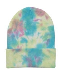 Vibe Tie Dye Knit Beanie Cap – Farm Brand USA Multicolor Beanie For Outdoor, Green Cotton Beanie Cap, Cotton Beanie Hat With Sweatband, Cotton Beanie With Sweatband, Cotton Beanie With Cotton Sweatband, Green Cotton Beanie For Outdoor, Adjustable Cotton Beanie For Winter, Trendy Multicolor Hats For Cold Weather, Warm Cotton Hats For Cold Weather