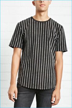 Classic Pinstripe Shirt, Striped T-shirt For Streetwear, Black Striped T-shirt For Streetwear, Relaxed Fit Three Stripes T-shirt For Streetwear, Striped Three Stripes T-shirt For Streetwear, Forever 21 Men, 1990s Style, Stylish Eve Outfits, Fashion Petite