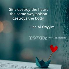 a paper boat with a red heart on it next to a quote from the muslim