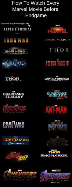 an image of the avengers movie titles