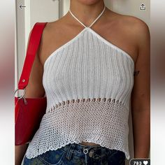 Ordered This From Asos (Brand Is Daisy Street And Chloe Davie). New With Tags And Never Worn. I Ordered A Size Too Big And It Was Final Sale So Trying To Sell. Halter Crochet, Asos Tops, Beautiful Bra, Crochet Tank, Final Sale, Chloe, Asos, Daisy, Size 12