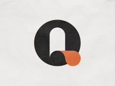 the letter q is made up of black, orange and white circles on a white background