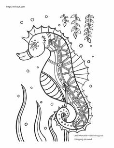 a sea horse is swimming in the ocean coloring pages for adults and children to color