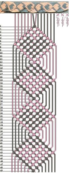 the cross stitch pattern is shown in pink and black, with an intricate design on it