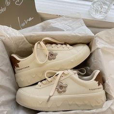 White Korean, Korean Shoes, Dark Brown Shoes, Sneakers Platform, Adidas Shoes Women, Cute Sneakers, Shoes Spring