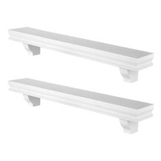 two white shelfs are shown against a white background