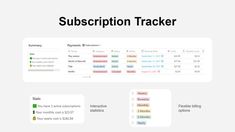 the subscription tracker screen is shown in this screenshote, and it shows