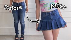 How To Make Skirt From Jeans, Upcycle Jeans Skirt, Diy Jean Skirt, Diy Skirt Tutorial, Pleated Skirt Tutorial, Jeans Into Skirt, Cozy Hobbies, How To Make A Skirt, Diy Denim Skirt